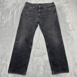 Levi's 505 Mens Jeans 34x30 Black Denim Dark Wash Mid Rise Straight Fit Outdoor
